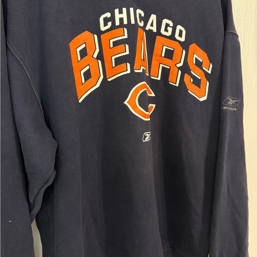 Vintage Chicago Bears Crewneck Reebok Mens L Heavyweight Y2K Navy Blue Spellout - Picture 6 of 10